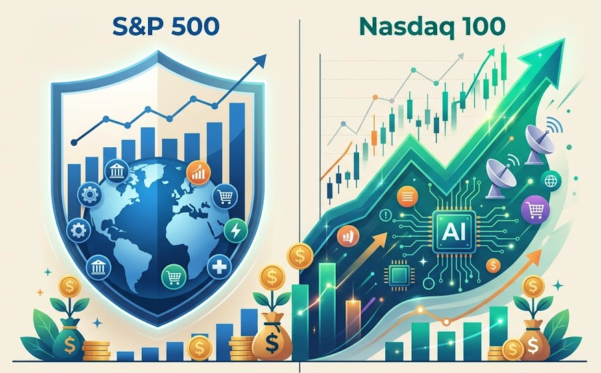 S&P500 vs 나스닥100 비교 분석 썸네일 이미지